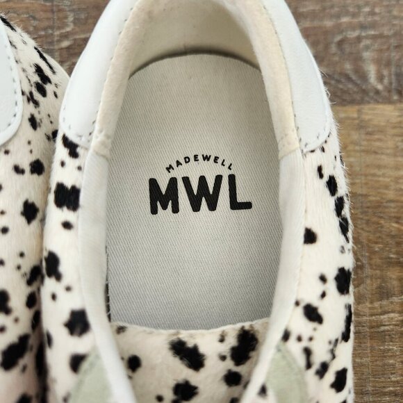 Madewell Sidewalk Sneakers Womens 8.5 Low Top Calf Hair Spotted Suede Lace Up - Picture 8 of 11